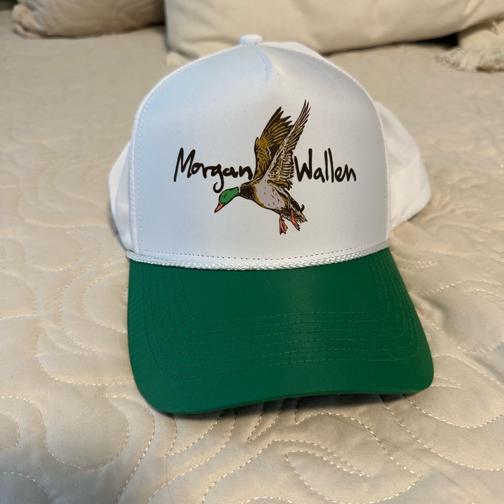 MORGAM WALLEN White & Green Trucker Hat with Duck Graphic